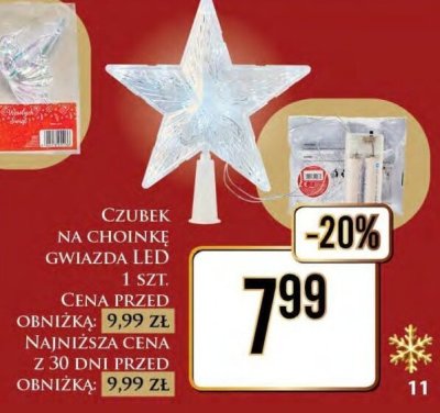 Czubek na choinkę gwiazda LED promocja w Dino