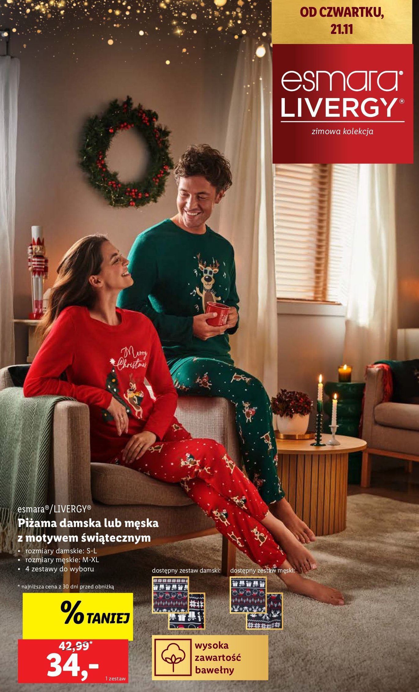 Piżama męska m-xl Esmara livergy promocja w Lidl