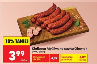 Kiełbasa Myśliwska sucha Olewnik promocja w Biedronka