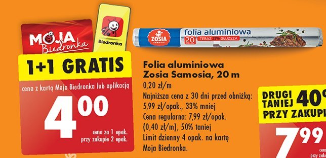 Folia aluminiowa 20 m Zosia samosia promocja