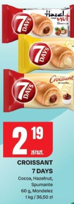 Croissant 7 Days Cocoa, Hazelnut, Spumante 60 g, Mondelez promocja w Chorten