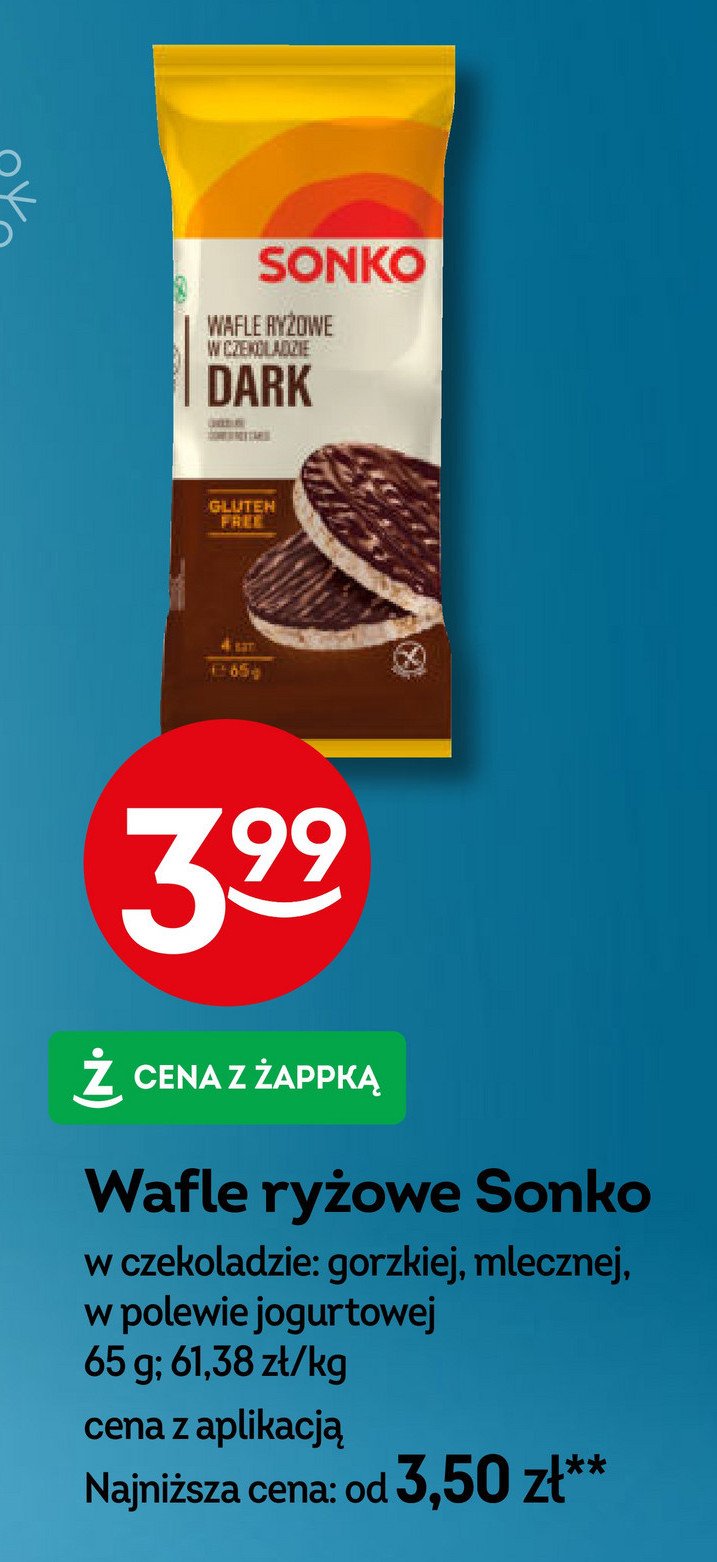 Wafle ryżowe w czekoladzie mlecznej Sonko promocja w Żabka