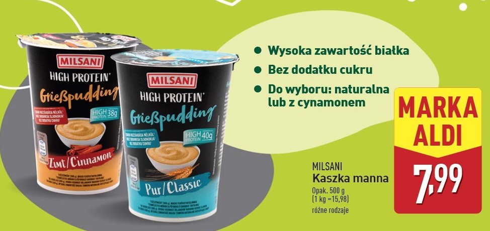 Kaszka manna z cynamonem MILSANI HIGH PROTEIN promocja