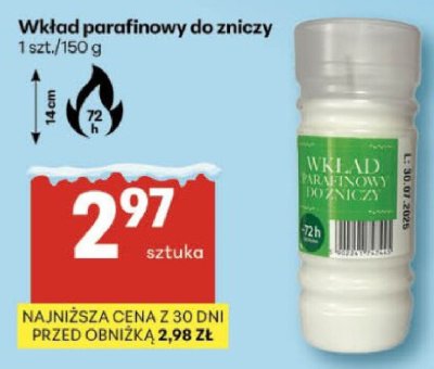 Wkład parafinowy do zniczy promocja w Delikatesy Centrum