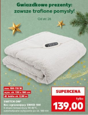 Koc ogrzewający SWITCH ON 5WKD 100 100-110W 130x180cm promocja w Kaufland
