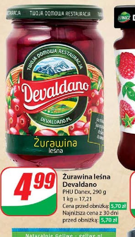Żurawina leśna Devaldano promocja w Dino