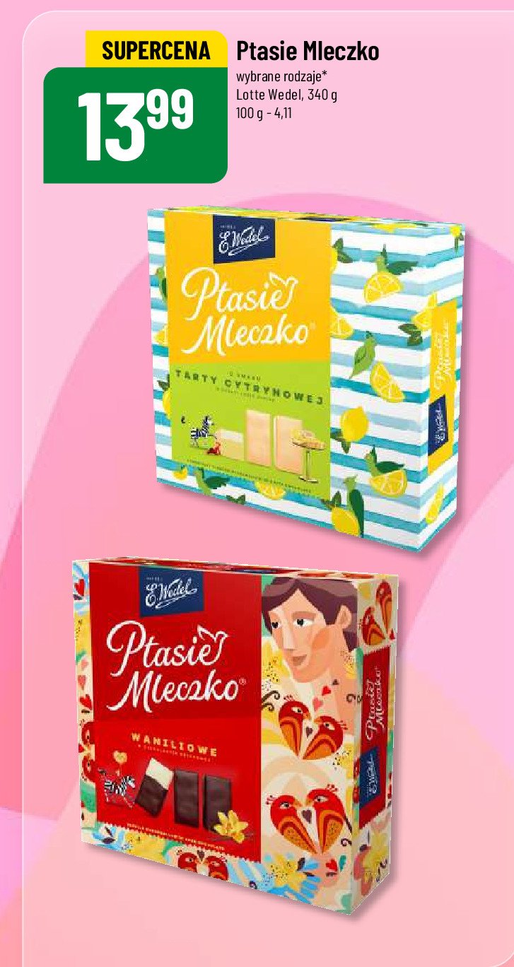 Czekoladki tarta cytrynowa E. wedel ptasie mleczko promocja