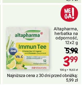 Herbata na odporno艣膰 Altapharma promocja