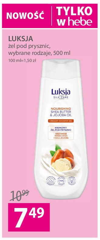 Żel pod prysznic masło shea i olejek jojoba Luksja silk care promocja