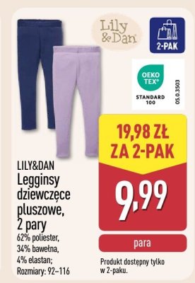 Legginsy dziewczęce pluszowe LILY&DAN 2 pary promocja w Aldi