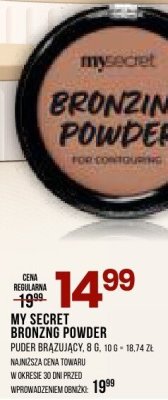 Kosmetyki do makijażu MY SECRET BRONZING POWDER puder brązujący promocja w Drogerie Natura