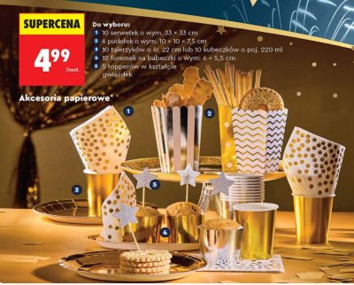 Akcesoria papierowe: 5 topperów w kształcie gwiazdek promocja w Biedronka