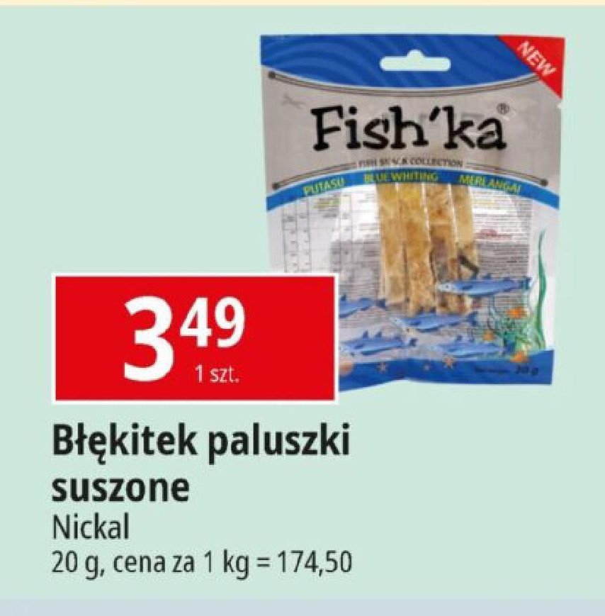 Błękitek paluszki suszone Fish'ka promocja