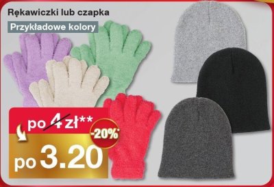 Rękawiczki lub czapka, Przykładowe kolory promocja w Woolworth