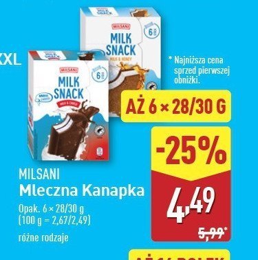 Mleczna kanapka Milsani milk snack promocja