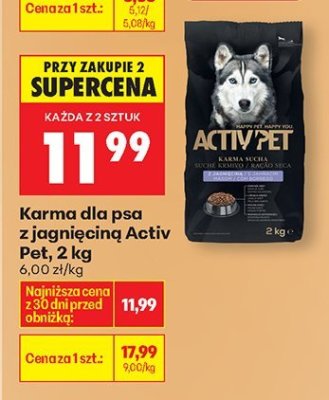 Karma dla psa z jagnięciną Activ Pet, 2 kg promocja w Biedronka