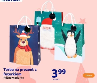 Torba na prezent z futerkiem, różne warianty promocja w Action