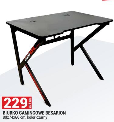 Biurko gamingowe BESARION 80x74x60 cm promocja w Merkury Market