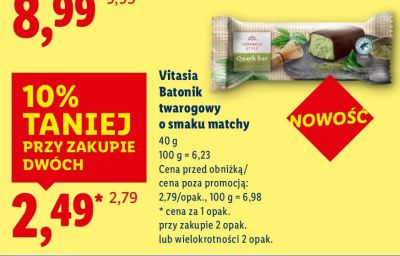 Batonik twarogowy o smaku matchy promocja w Lidl