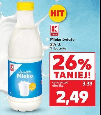 Mleko 2% K-classic promocja w Kaufland