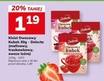 Kisiel Owocowy Kubek 30g - Delecto (malinowy, truskawkowy, owoce leśne) promocja w Hitpol