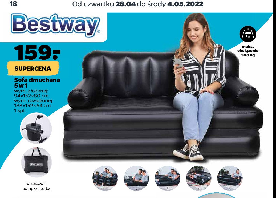 Sofa dmuchana 5w1 Bestway promocja