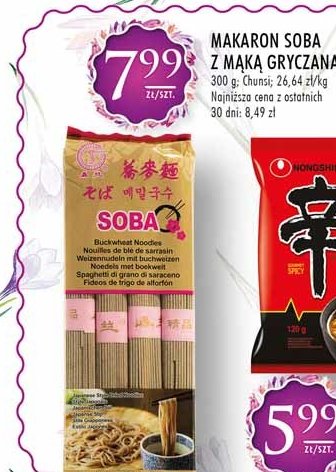 Makaron z mąką gryczaną chunsi Soba promocja