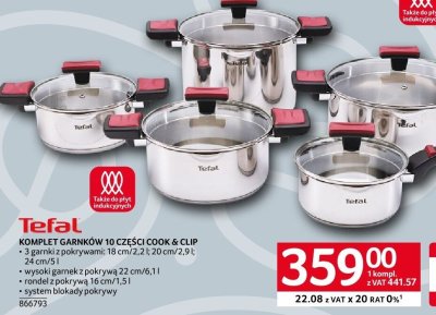 Komplet garków 10 części Tefal Cook & Clip promocja w Selgros
