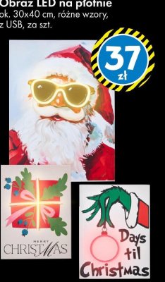 Obraz LED na płótnie ok. 30×40 cm, różne wzory, z USB promocja w Tedi