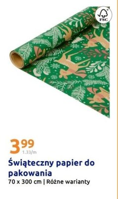 Świąteczny papier do pakowania 70 x 300 cm promocja w Action