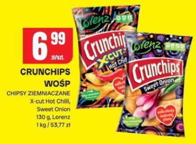 Chipsy Crunchips Wosp Ziemniaczane X-cut Hot Chilli, Sweet Onion promocja w Chorten