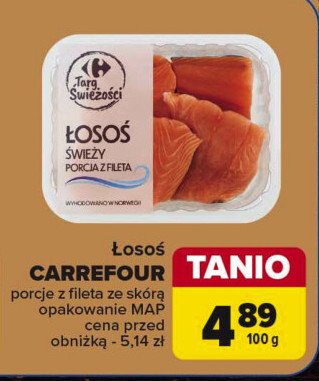 Łosoś porcje z fileta Carrefour targ świeżości promocja w Carrefour Market