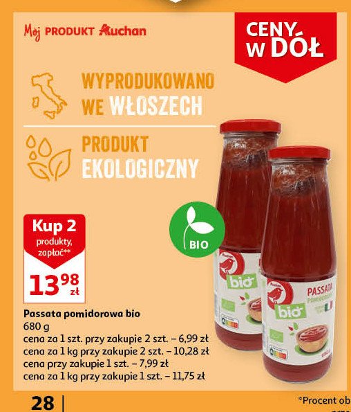 Passata pomidorowa Auchan bio promocja
