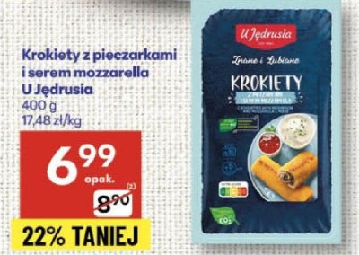Krokiety z pieczarkami i serem mozzarella U Jędrusia promocja w Delikatesy Centrum