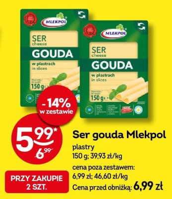 Ser gouda Mlekpol plastry promocja w Żabka