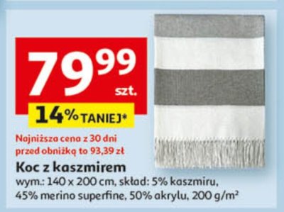 Koc z kaszmirem promocja w Auchan
