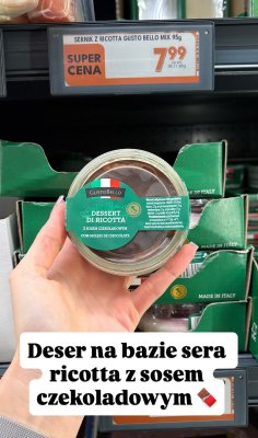 Deser di ricotta GustoBello z sosem czekoladowym 95g promocja w Biedronka