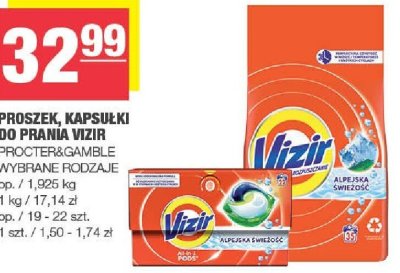 Proszek, kapsułki do prania Vizir Procter&Gamble wybrane rodzaje promocja w SPAR