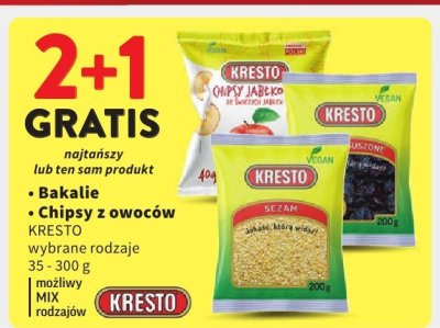 Chipsy Chipsy z owoców KRESTO wybrane rodzaje promocja w Intermarche