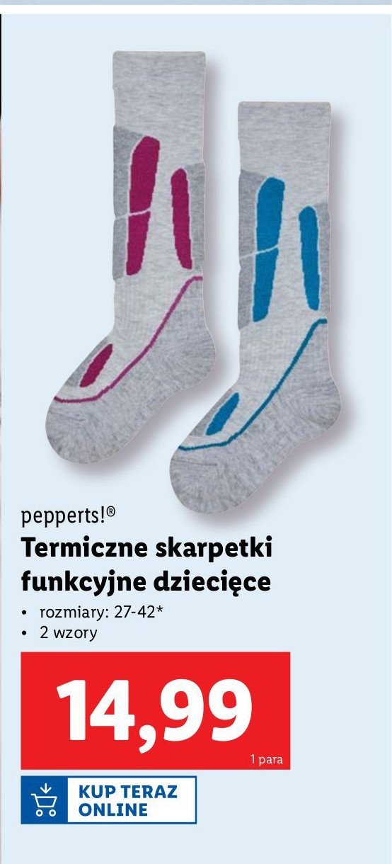 Skarpetki termiczne funkcyjne 27-42 Pepperts! promocja w Lidl