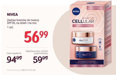 Zestaw kremów do twarzy SPF30, na dzień i na noc Cellular Expert Lift promocja w Rossmann