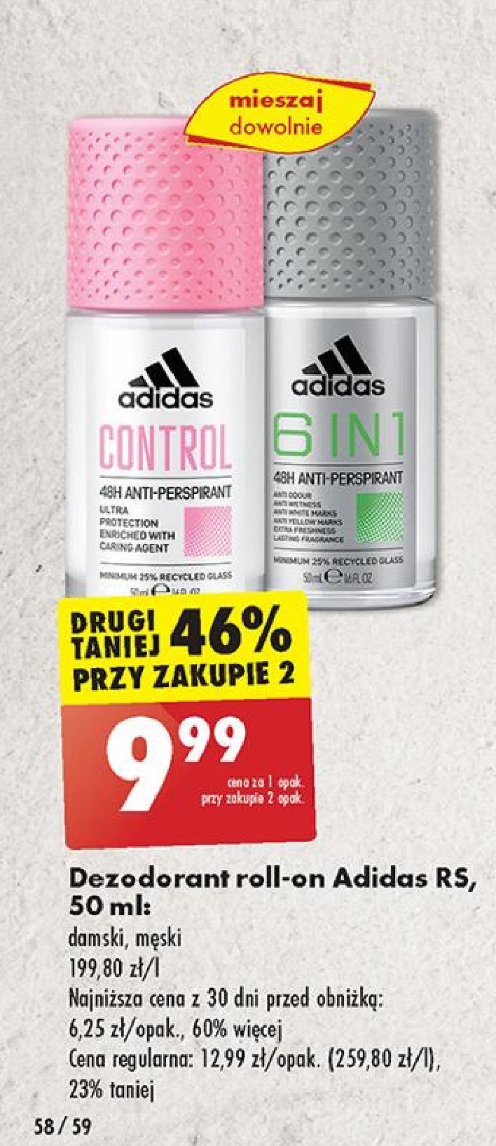 Dezodorant 6in1 Adidas men cool & dry 48h Adidas cosmetics promocja