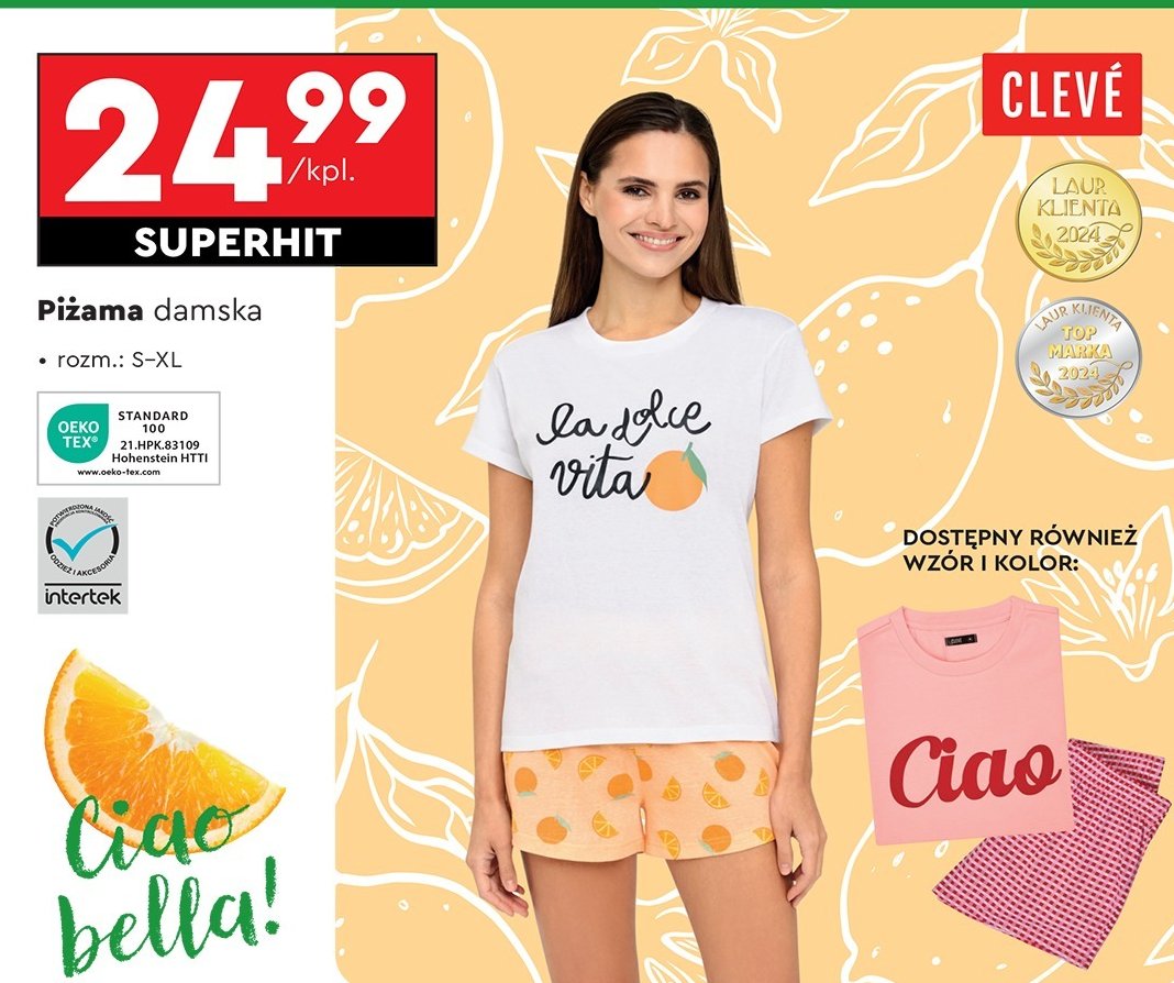 Piżama damska s-xl Cleve promocja