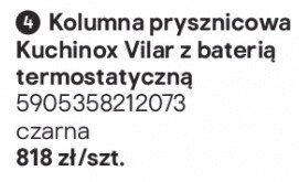 Kolumna prysznicowa Kuchinox Vilar z baterią termostatyczną promocja w Castorama
