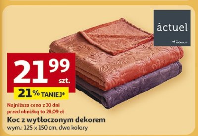 Koc z wytłoczonym dekorem äctuel wym.: 125 x 150 cm, dwa kolory promocja w Auchan