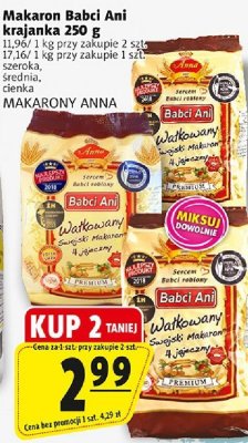 Makaron Babci Ani krajanka MAKARONY ANNA promocja w Prim Market