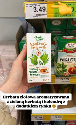 Herbata ziołowa aromatyzowana Tea&Fun Kontrola masy ciała z zieloną herbatą i kolendrą z dodatkiem cynku promocja w Dino
