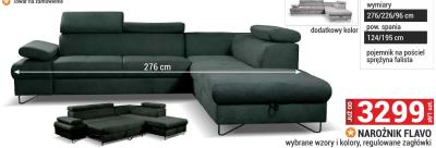 Narożnik FLAVO wybrane wzory i kolory, regulowane zagłówki promocja w Merkury Market