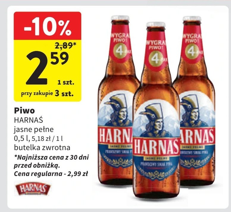 Piwo Harnaś jasne pełne promocja w Intermarche