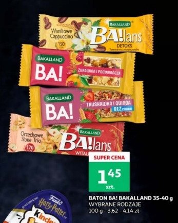 Baton 5 zbóż truskawka z quinoa Bakalland ba! promocja